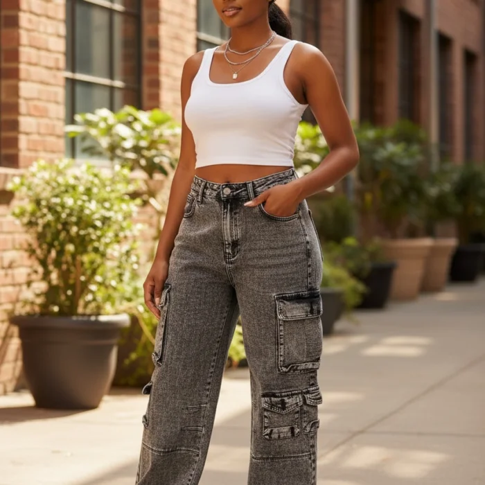 Black Baggy Combat Jean